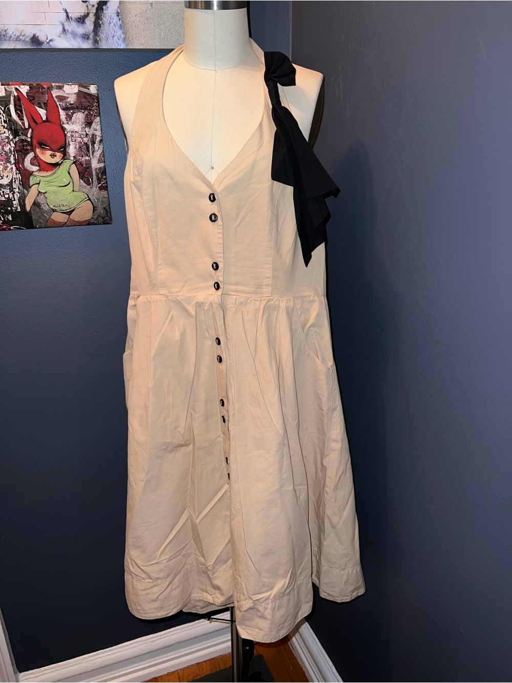 Anthropologie Maeve  Sure Lock Tan Button-Front Dress with Pockets